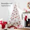 Best Choice Products Pre-Lit White Christmas Pine Tree w/ Flocked Branches, Warm-White Lights